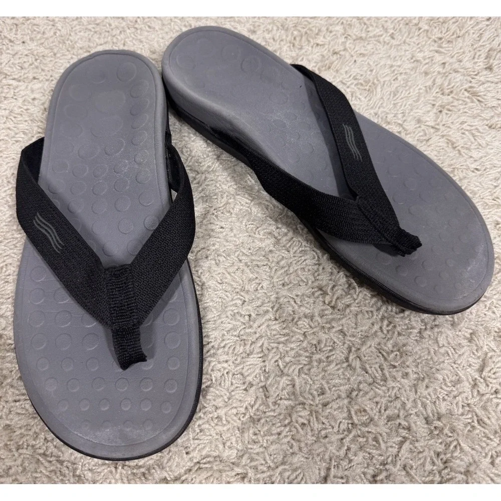 Vionic 44Wave Sandals Black Orthotic Flip Flop Arch Support Comfort Thong M9 W10